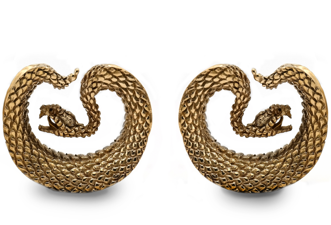 Snake Bite Saddle Plugs in Gold